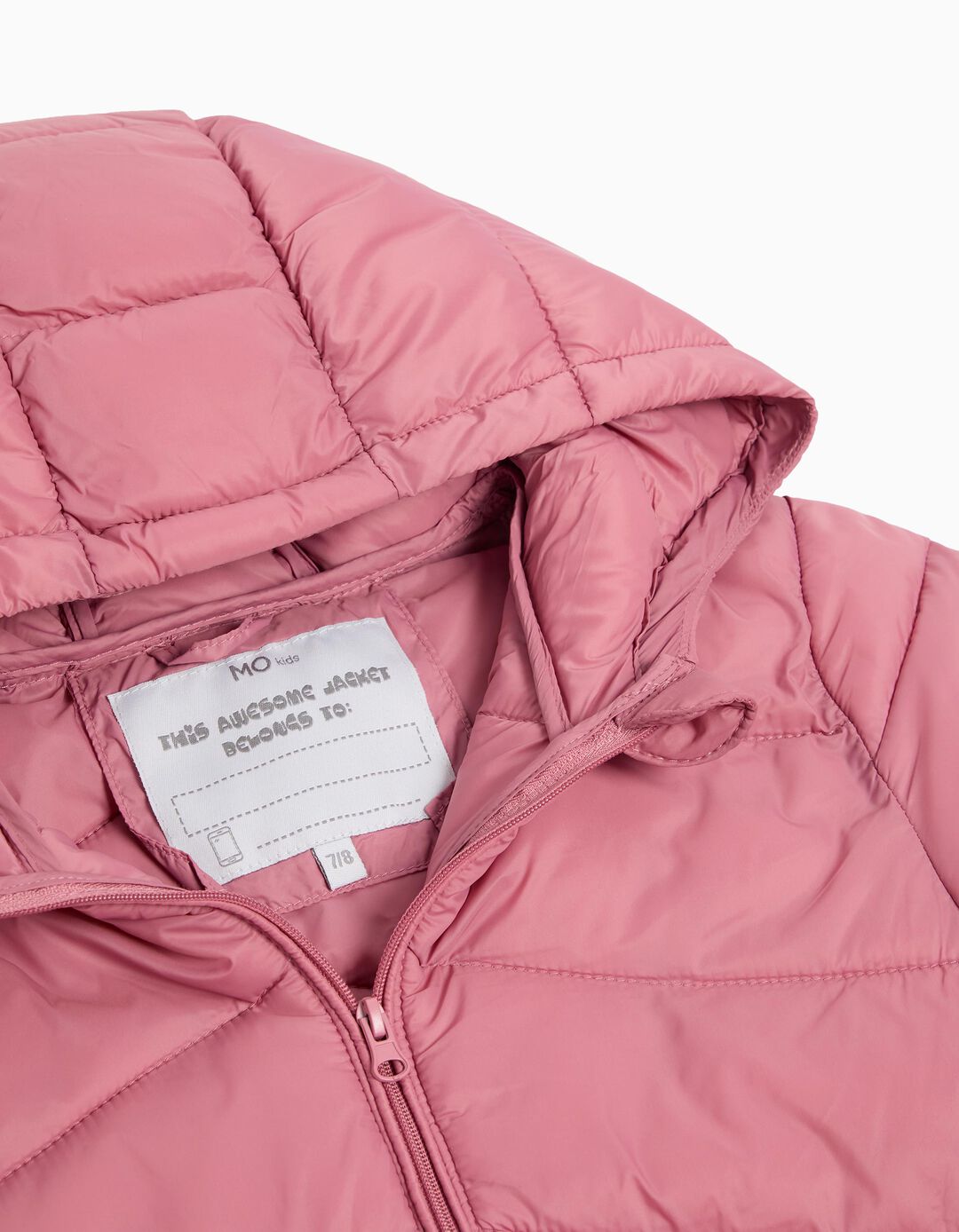 Casaco Acolchoado Capuz, Menina, Rosa