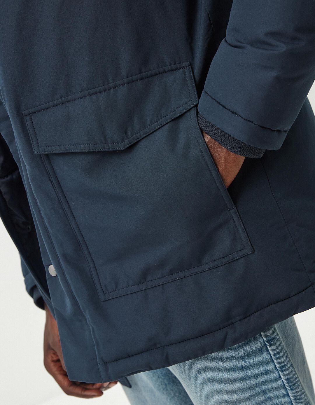 Parka Acolchoada Capuz, Homem, Azul Escuro 