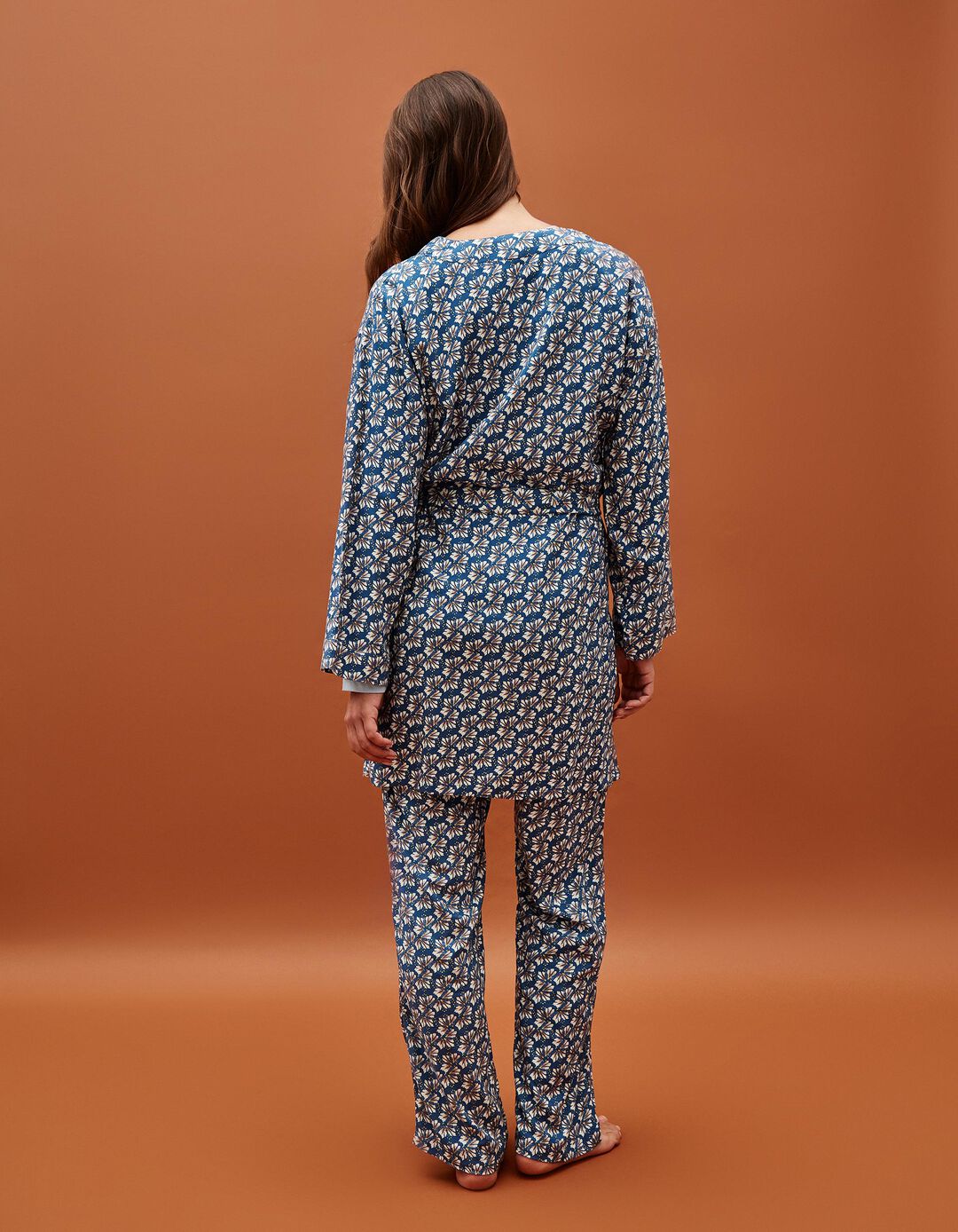 Robe Estampado, Mulher, Azul Escuro