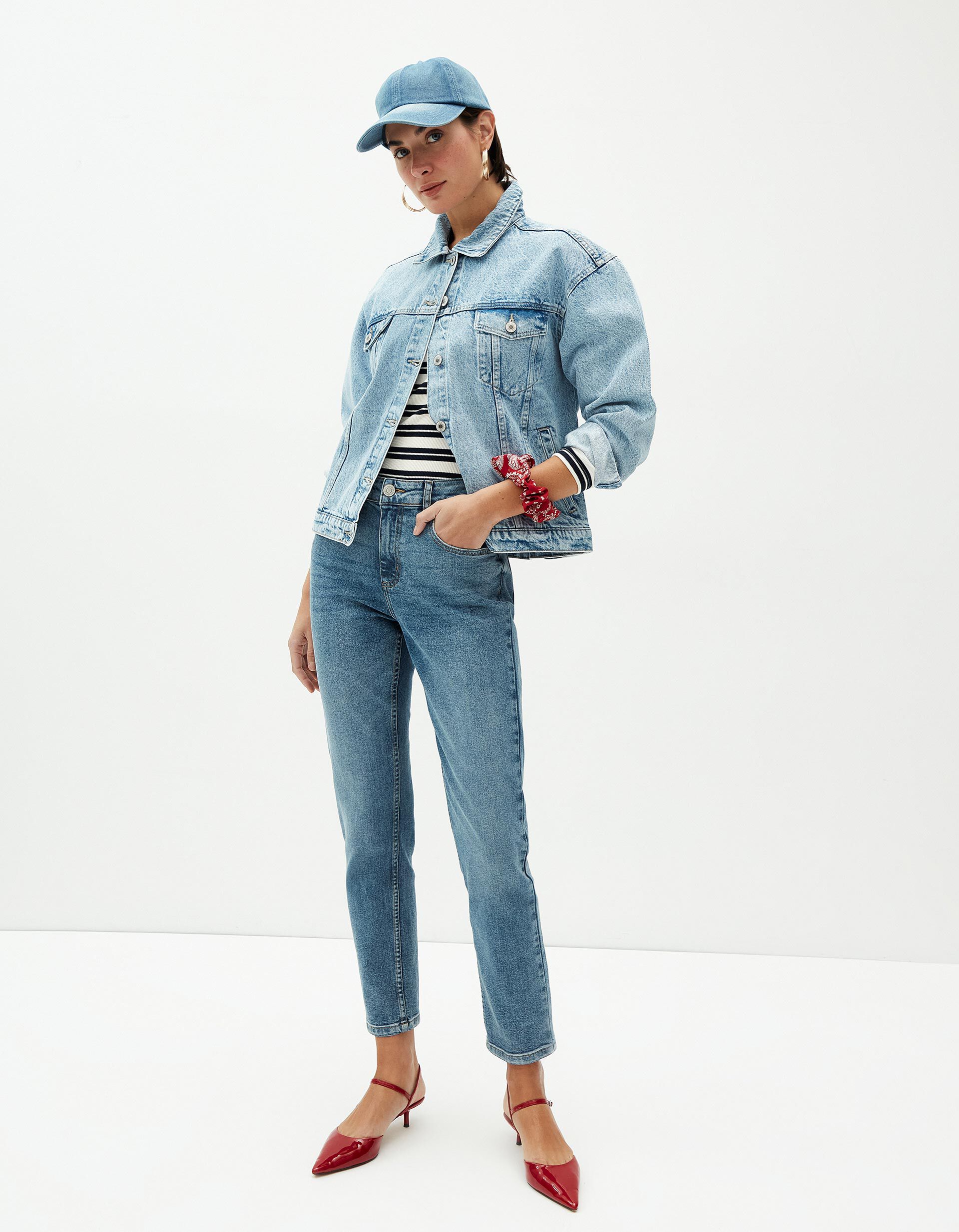 Cal&ccedil;as de Ganga 'Slim Fit', Mulher, Azul Claro