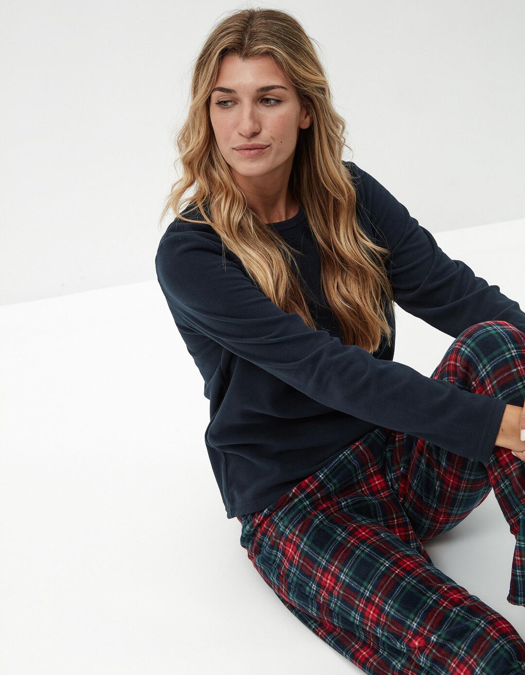 Pijama Polar Natal, Mulher, Azul Escuro