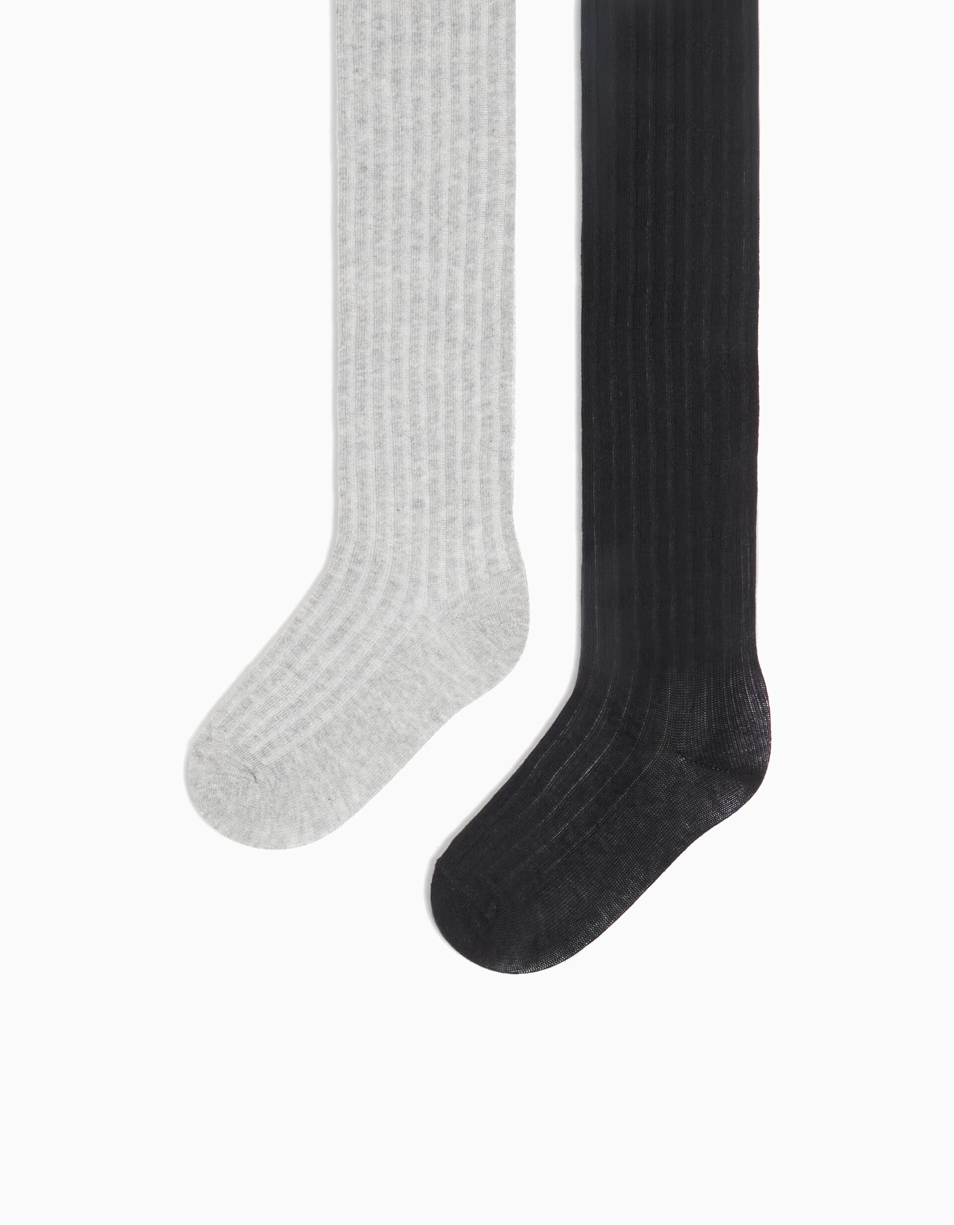 Pack 2 Pares de Collants Canelados, Menina, Multicor