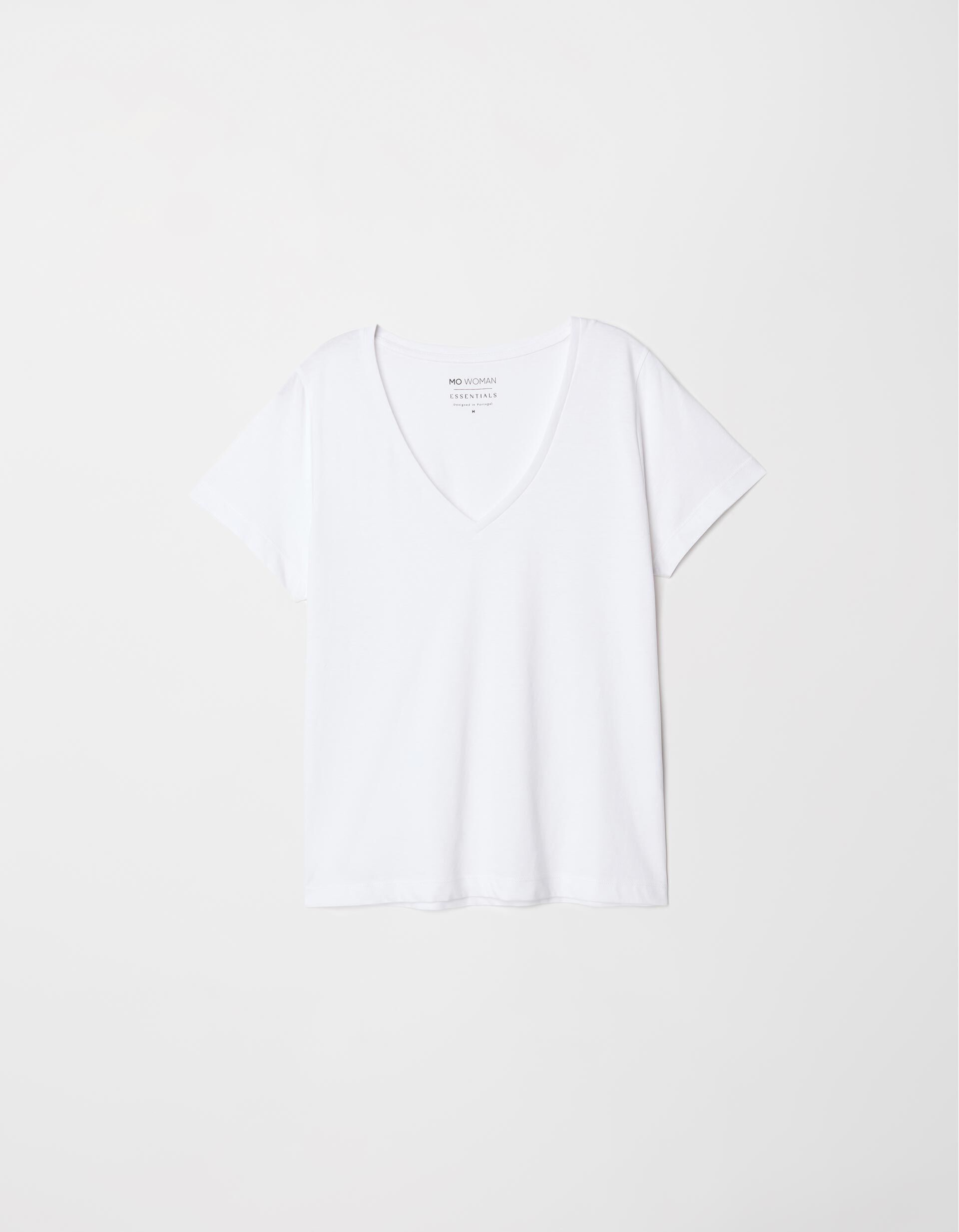 Comprar Online T-shirt Decote em V, Mulher, Branco