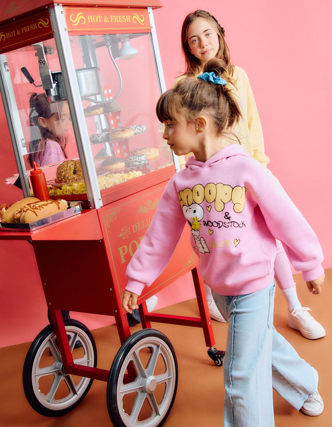 Sweatshirt Capuz 'Snoopy', Menina, Rosa