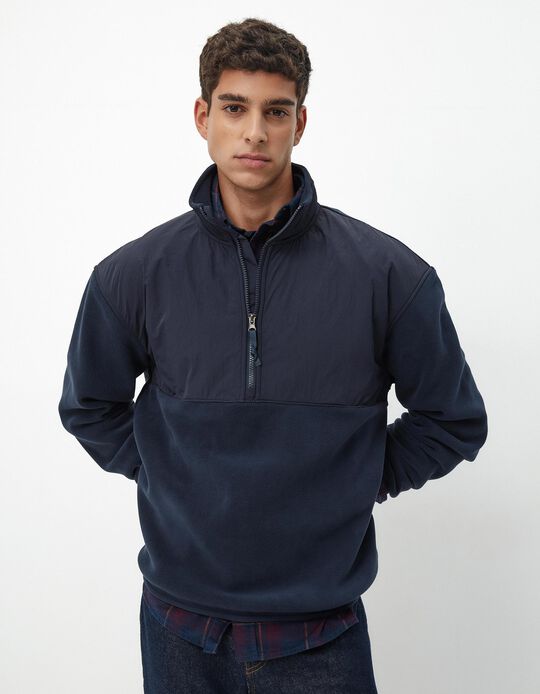 Comprar Online Sweatshirt Polar Fecho de Correr, Homem, Azul Escuro