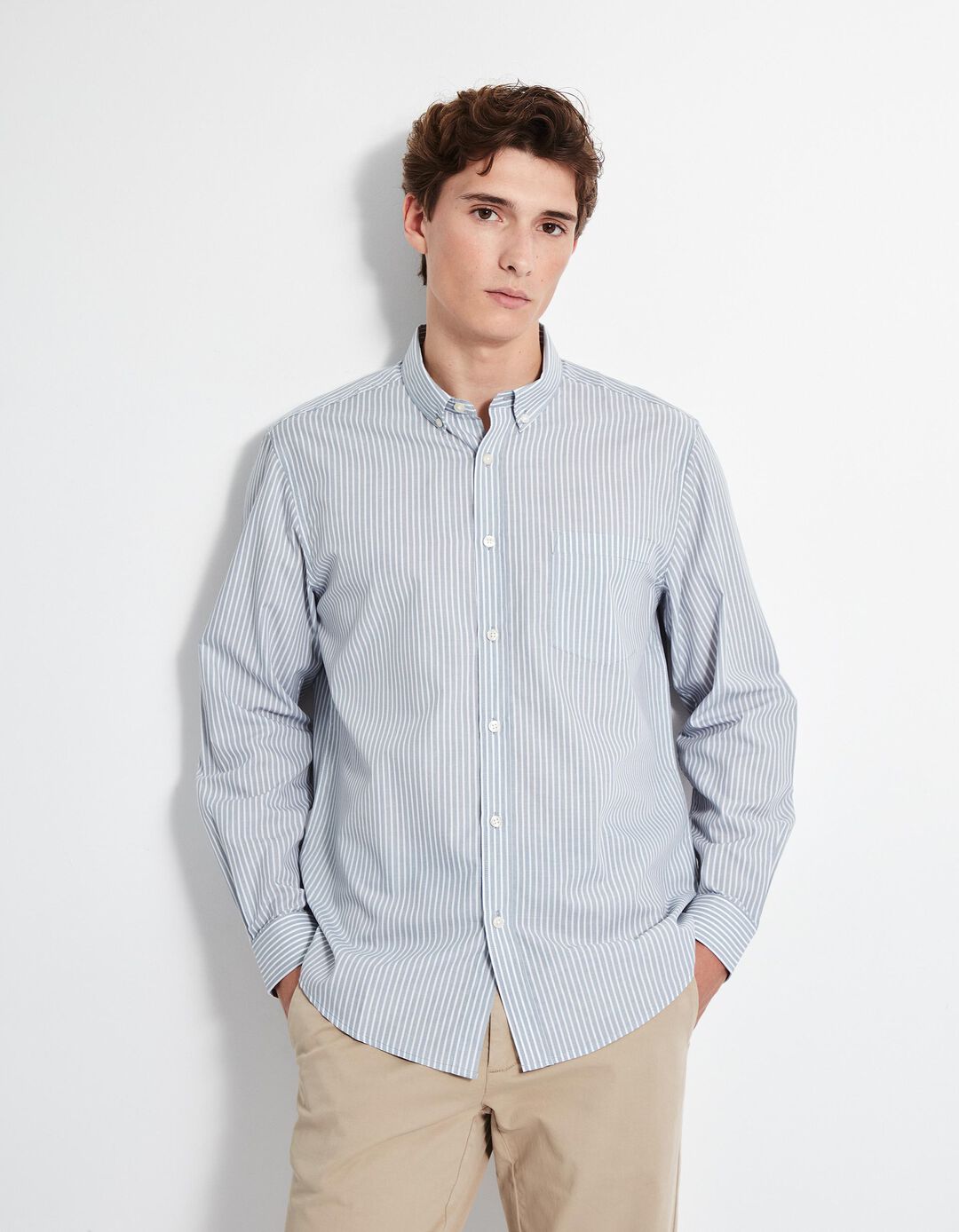 Camisa de Manga Comprida Riscas, Homem