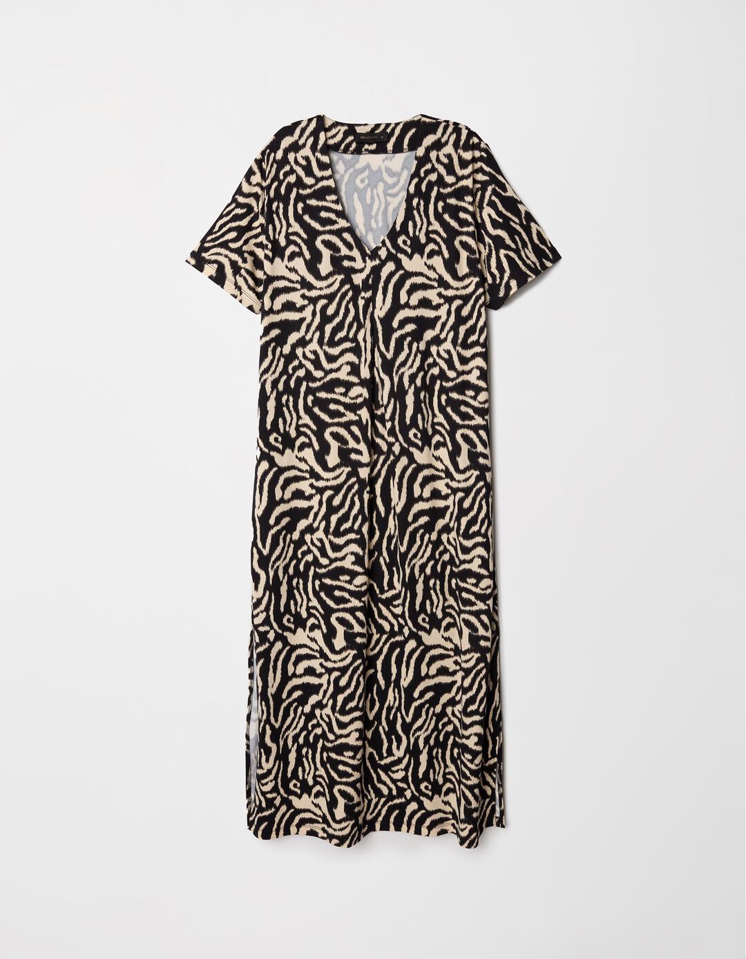 Vestido Estampado Decote em V, Mulher, Bege