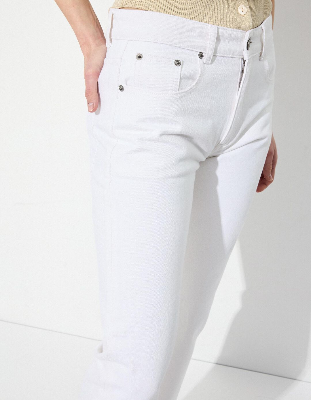 Calças de Ganga 'Medium Straight', Mulher, Branco