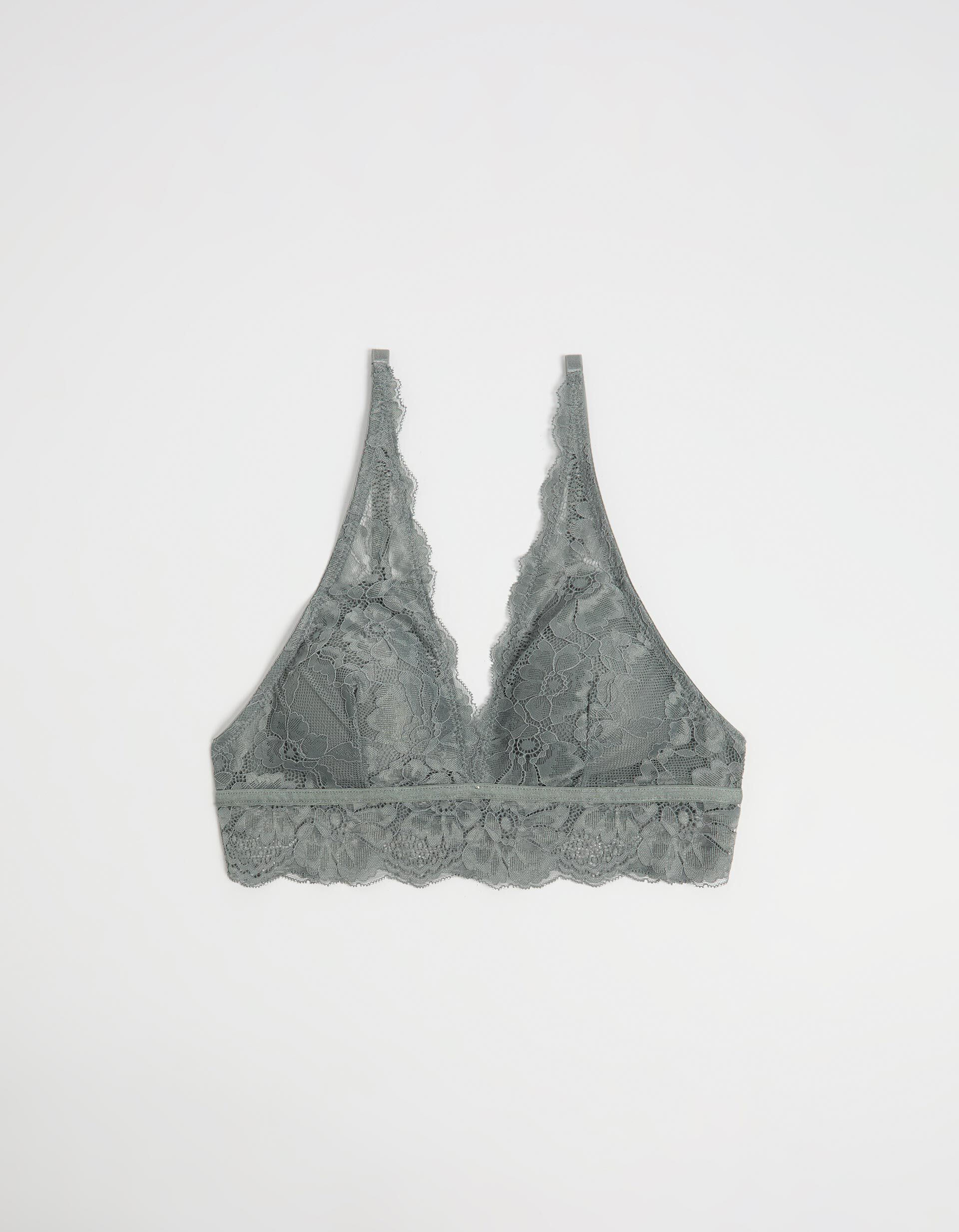Soutien Bralette Renda, Mulher, Cinzento Escuro
