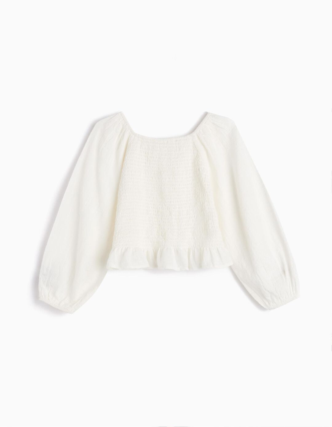 Blusa de Manga Comprida, Menina, Branco