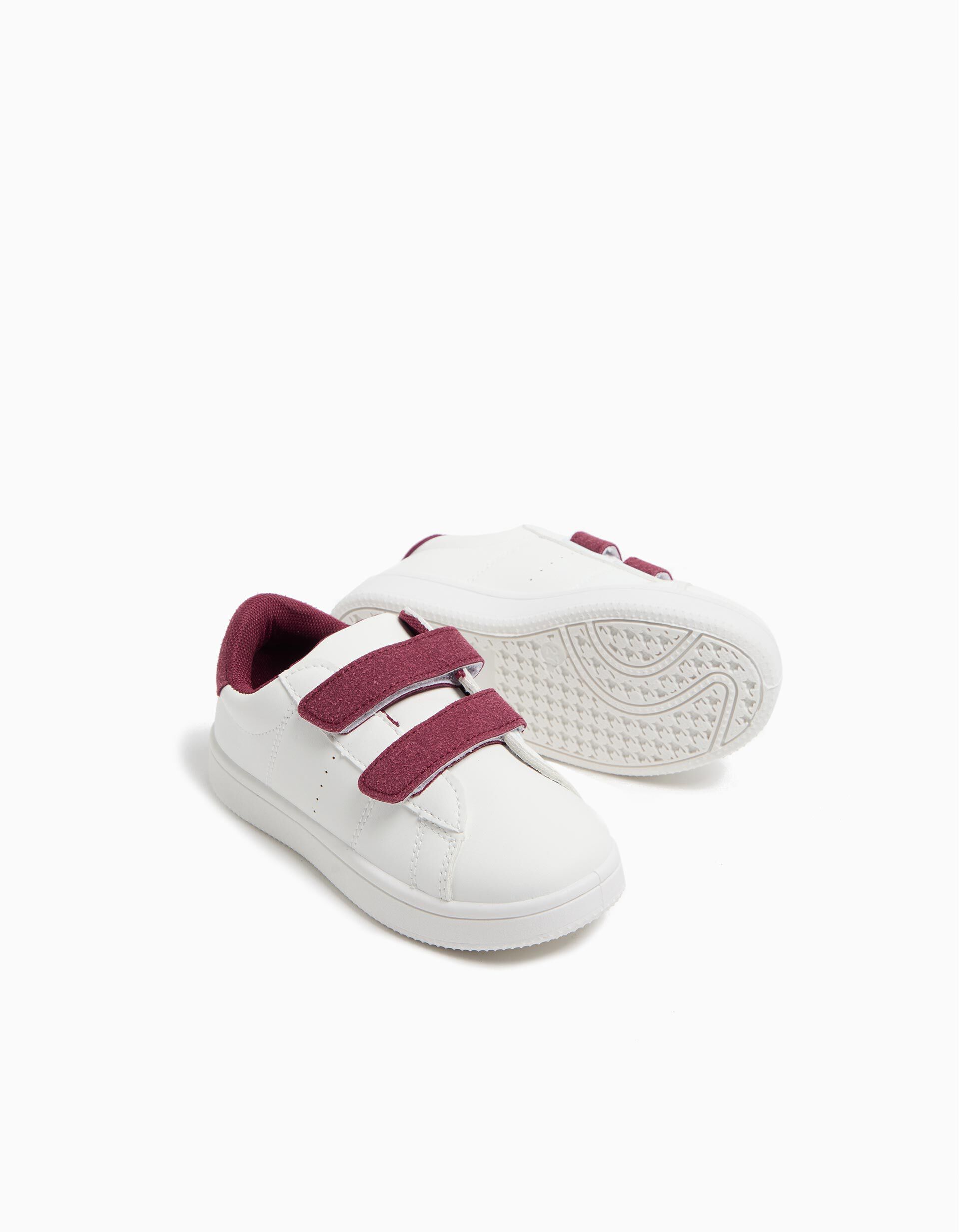 Sapatilhas Contraste Velcros, Beb&eacute;, Vermelho Escuro