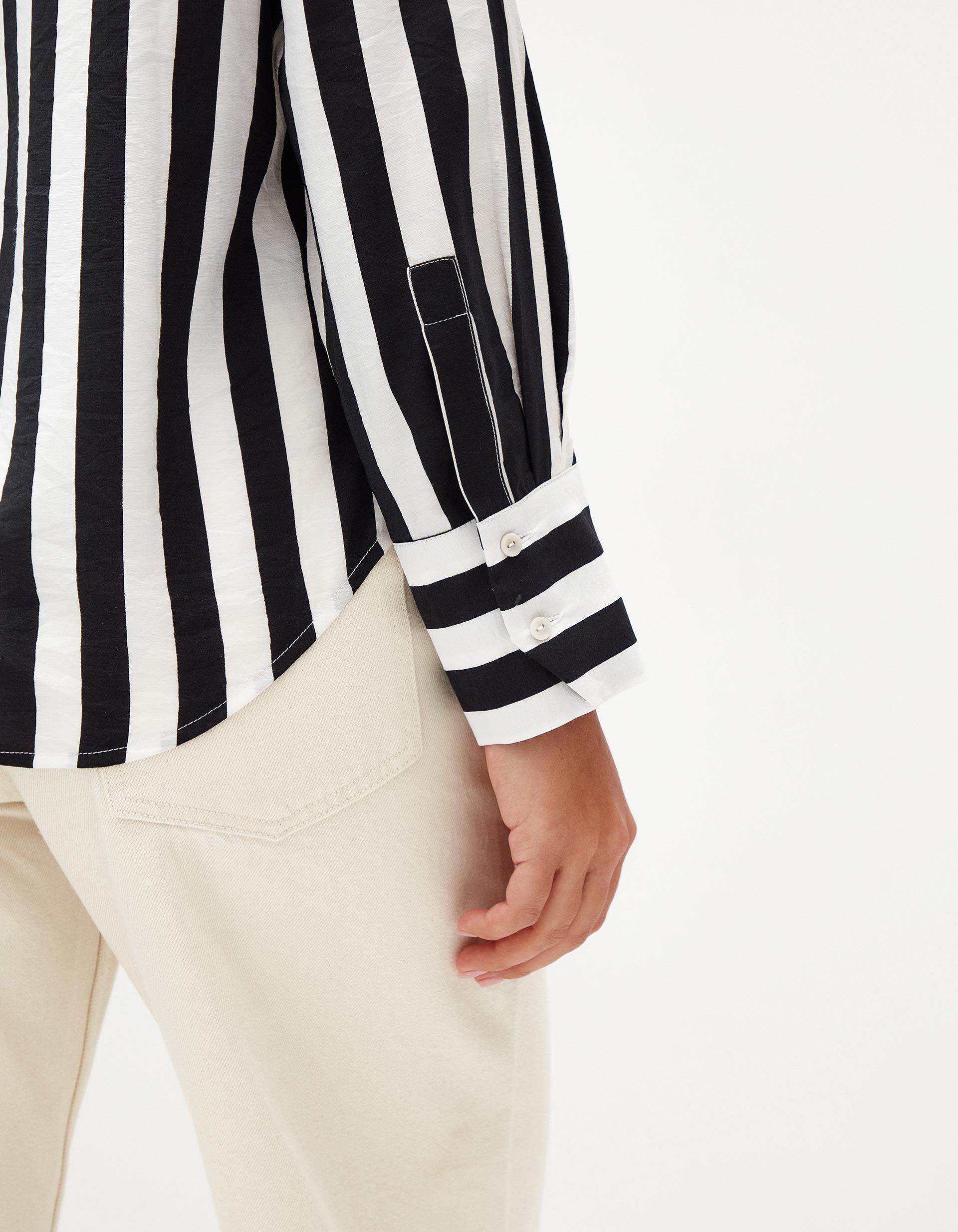 Comprar Online Camisa de Manga Comprida Riscas, Mulher, Preto