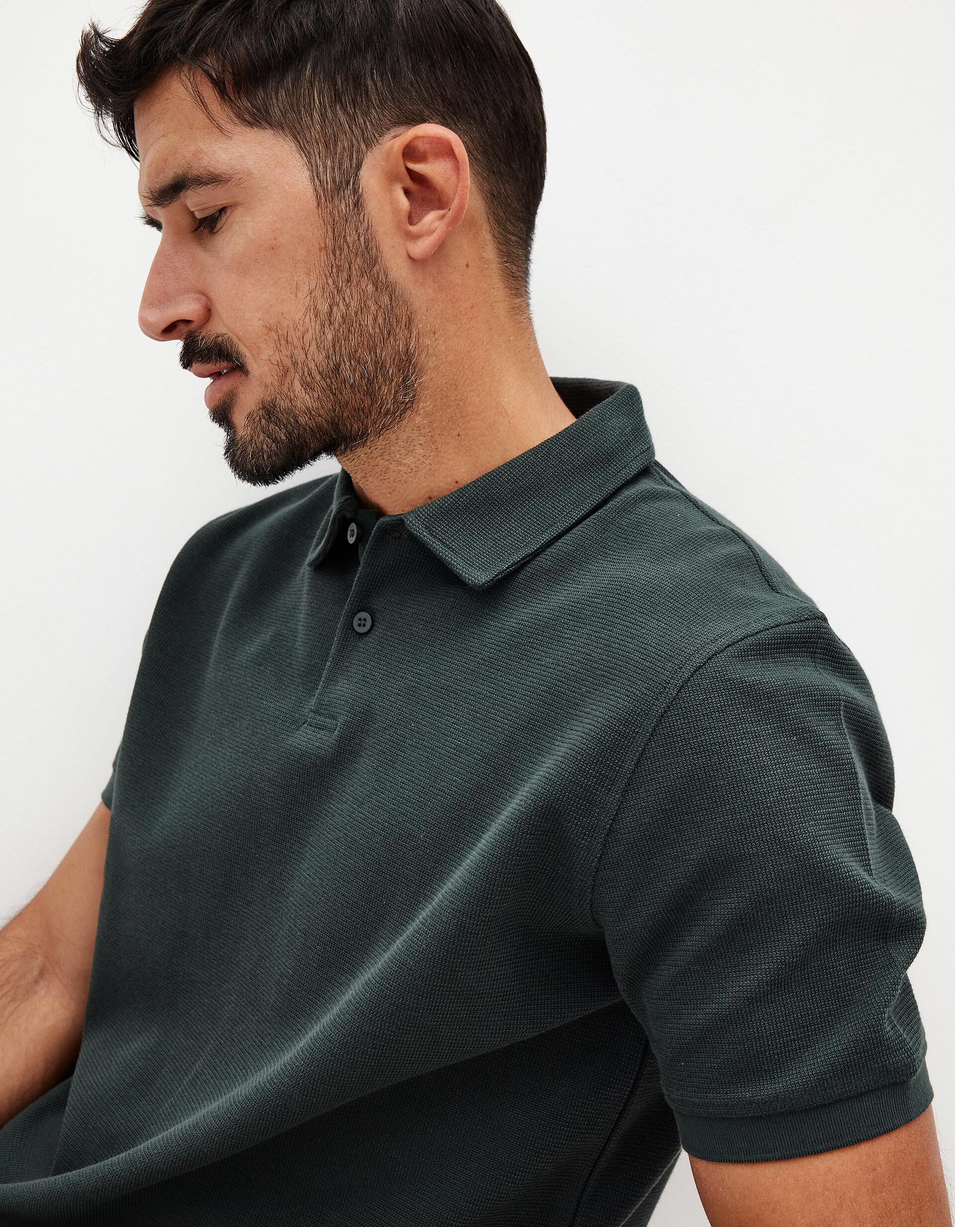 Comprar Online Polo Waffle, Homem, Verde Escuro