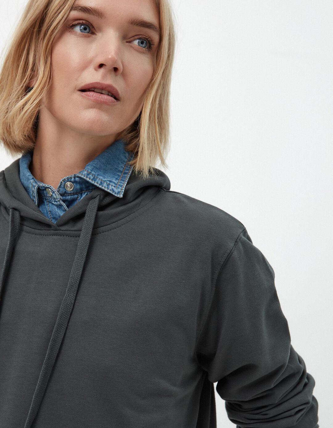 Sweatshirt de Felpa Capuz, Mulher, Cinzento Escuro