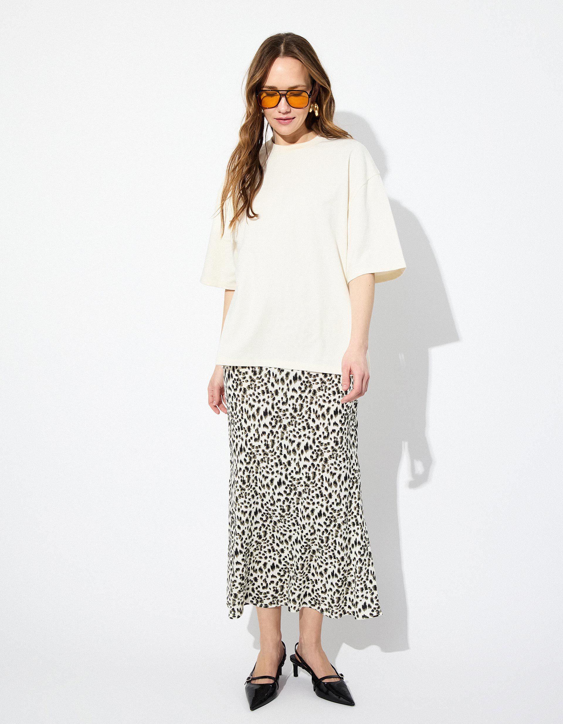 Saia Comprida Animal Print, Mulher, Verde Escuro