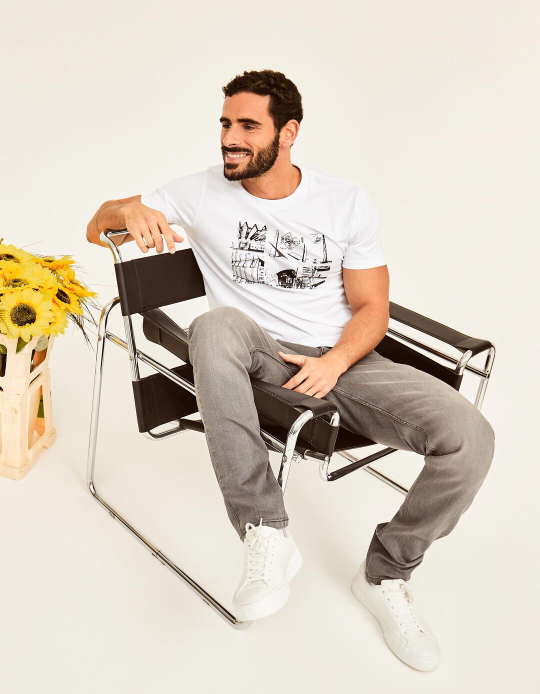 T-shirt Estampado, Homem, Branco