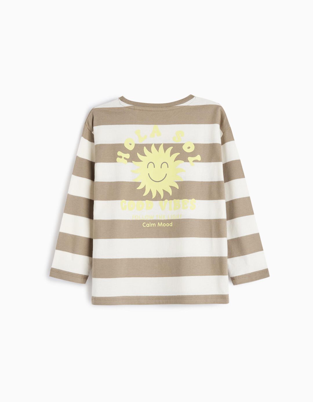 T-shirt de Manga Comprida Riscas, Menino, Verde Escuro