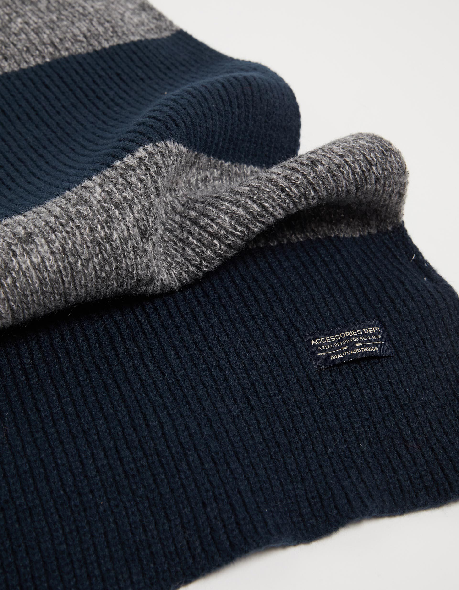 Comprar Online Cachecol Malha Riscas, Homem, Azul Escuro