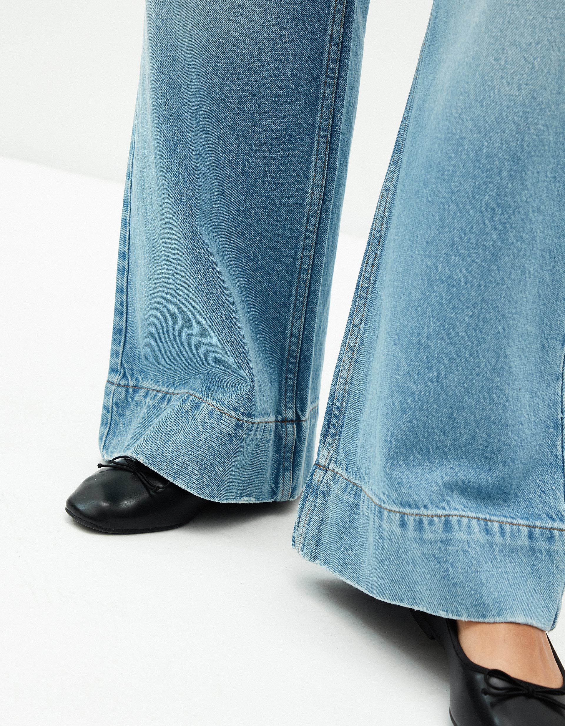 Comprar Online Cal&ccedil;as de Ganga Wide Leg, Mulher, Azul