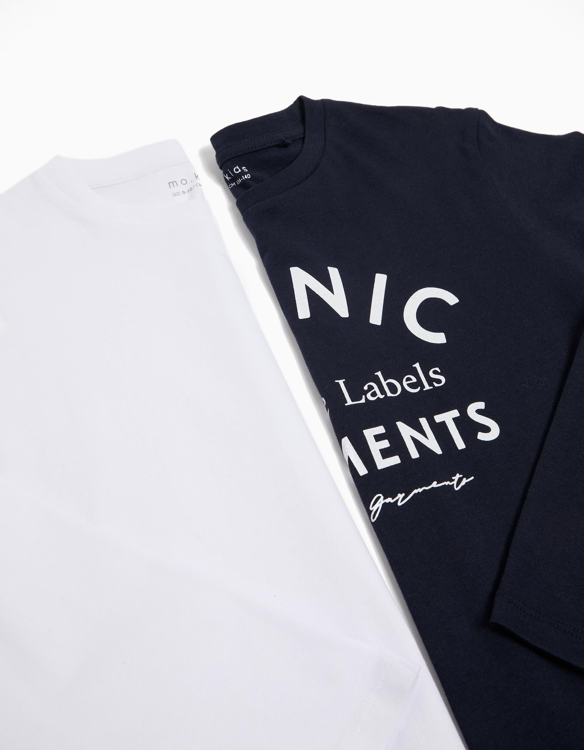 Comprar Online Pack 2 T-Shirts de Manga Comprida, Menino, Azul Escuro e Branco