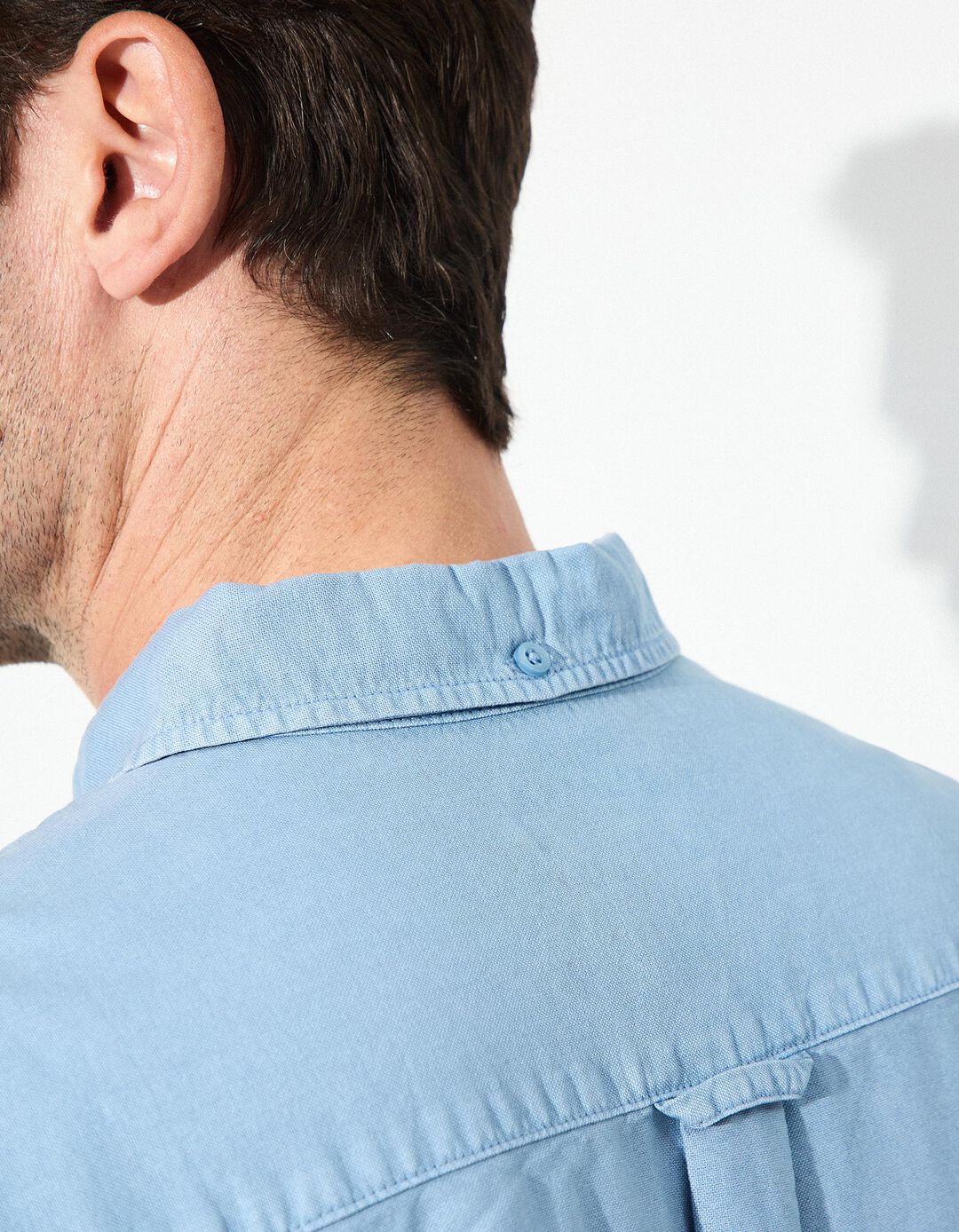 Camisa de Manga Comprida Oxford, Homem, Azul