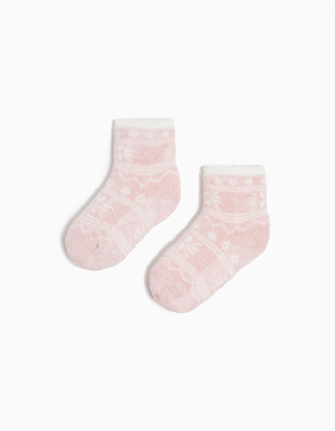 Meias Antiderrapantes Natal Chenille, Menina, Rosa Claro