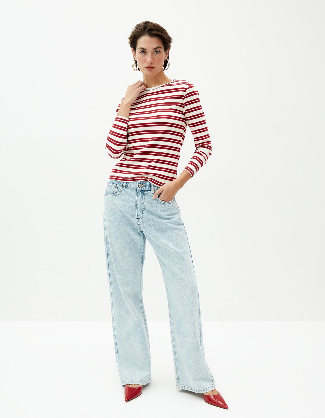 Calças de Ganga Wide Leg, Mulher, Azul Claro
