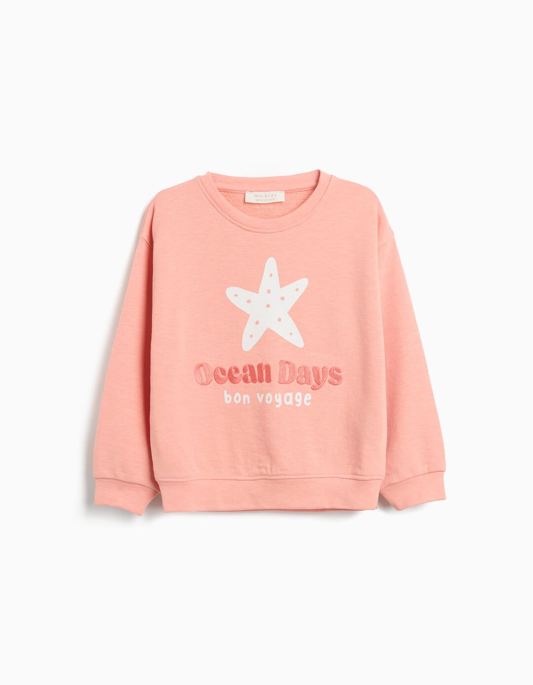 Sweatshirt de Felpa Estampado, Menina, Salmão
