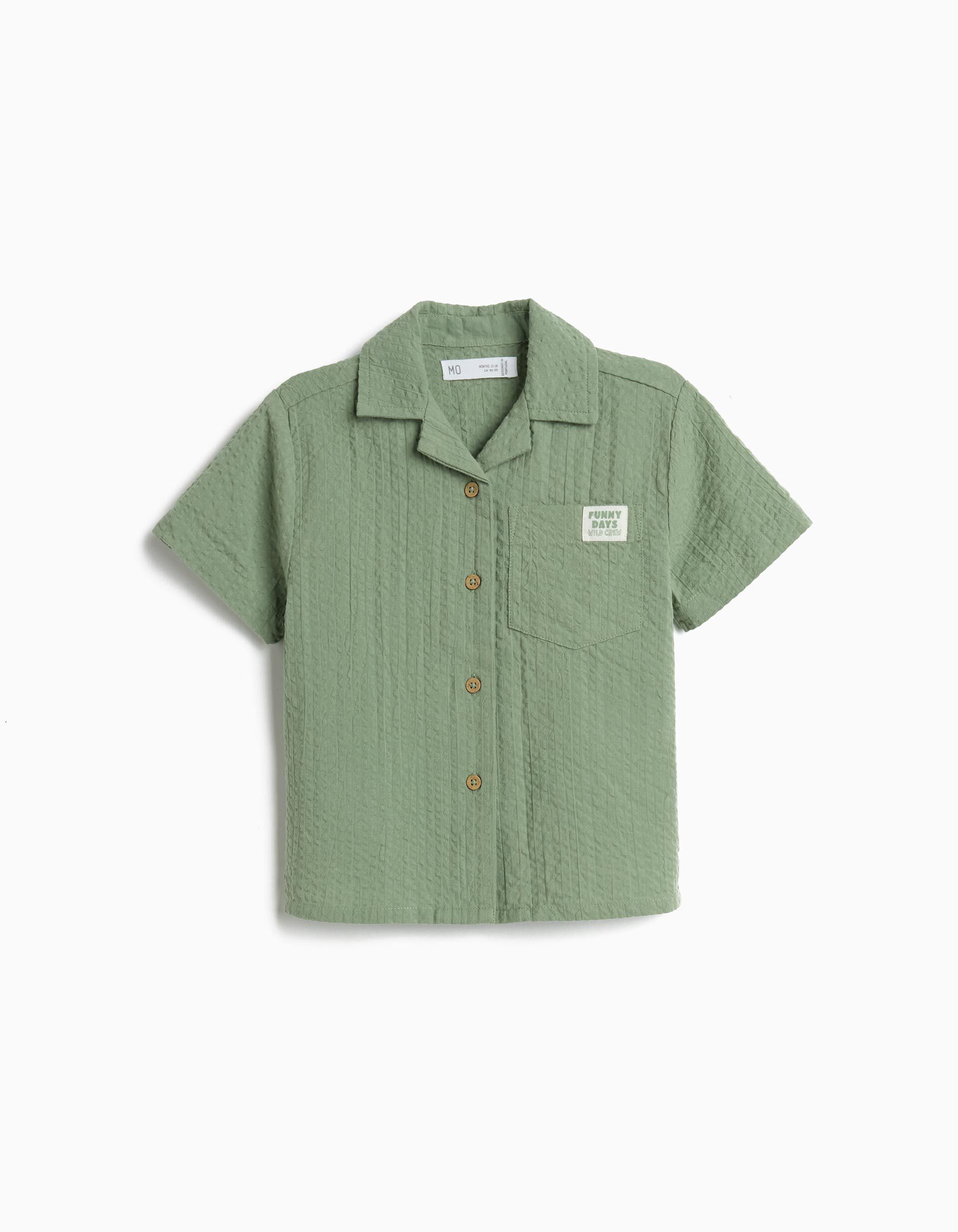 Camisa Texturada, Menino, Verde Escuro