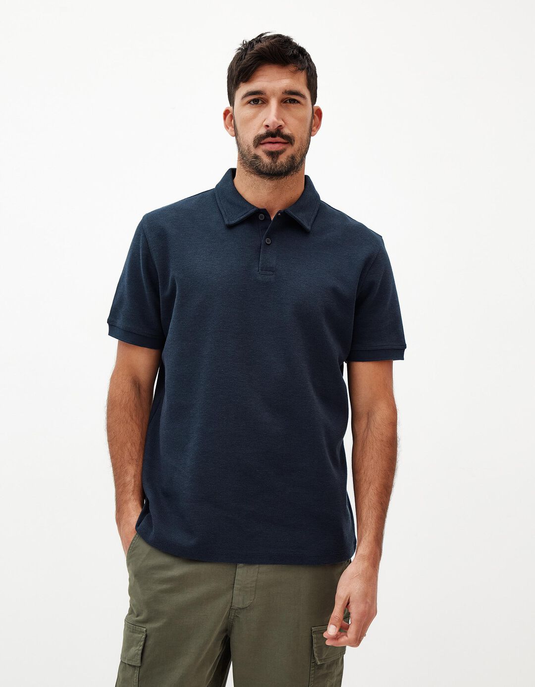 Polo Waffle, Homem, Azul Escuro