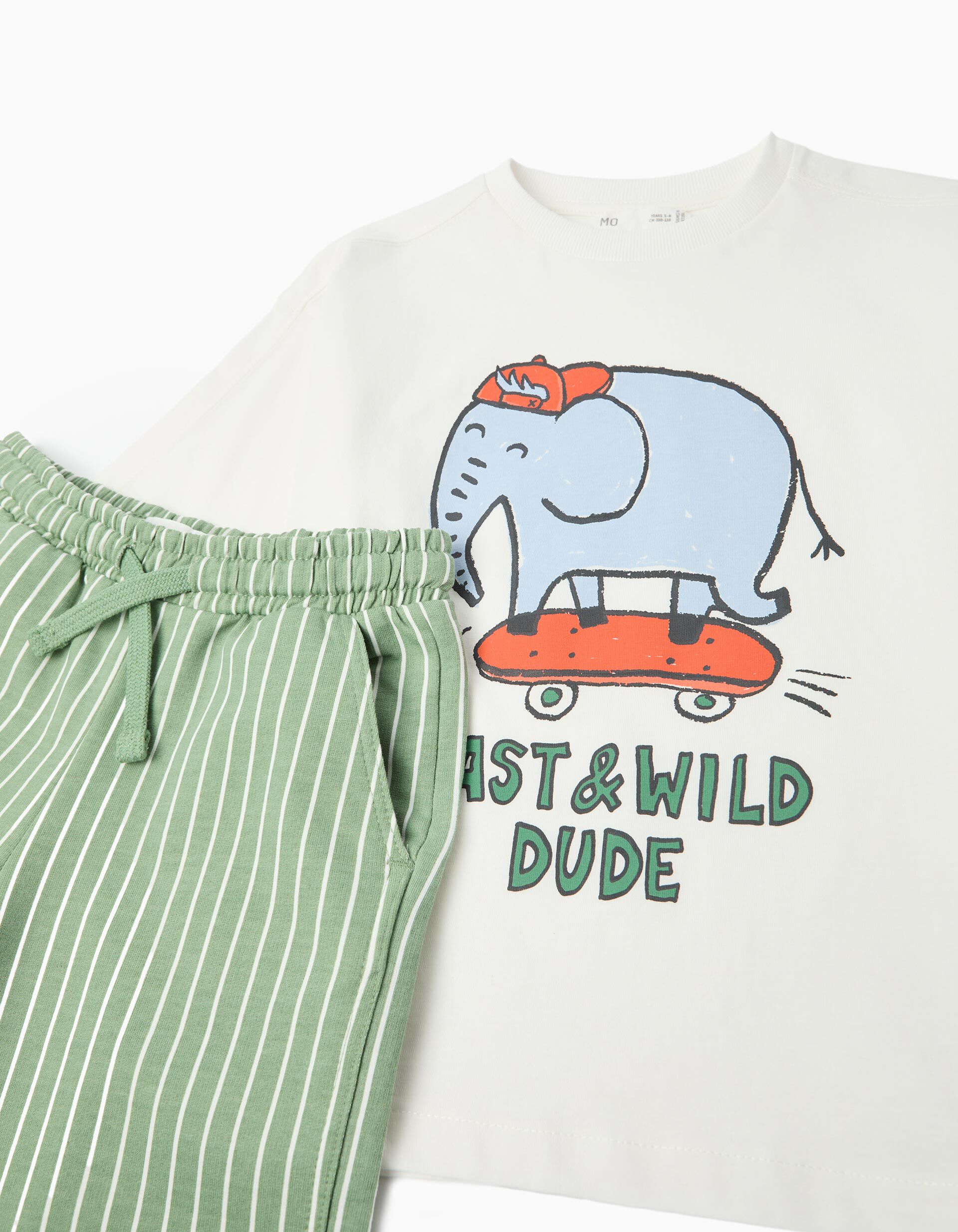 Conjunto T-shirt e Cal&ccedil;&otilde;es, Menino, Verde Escuro