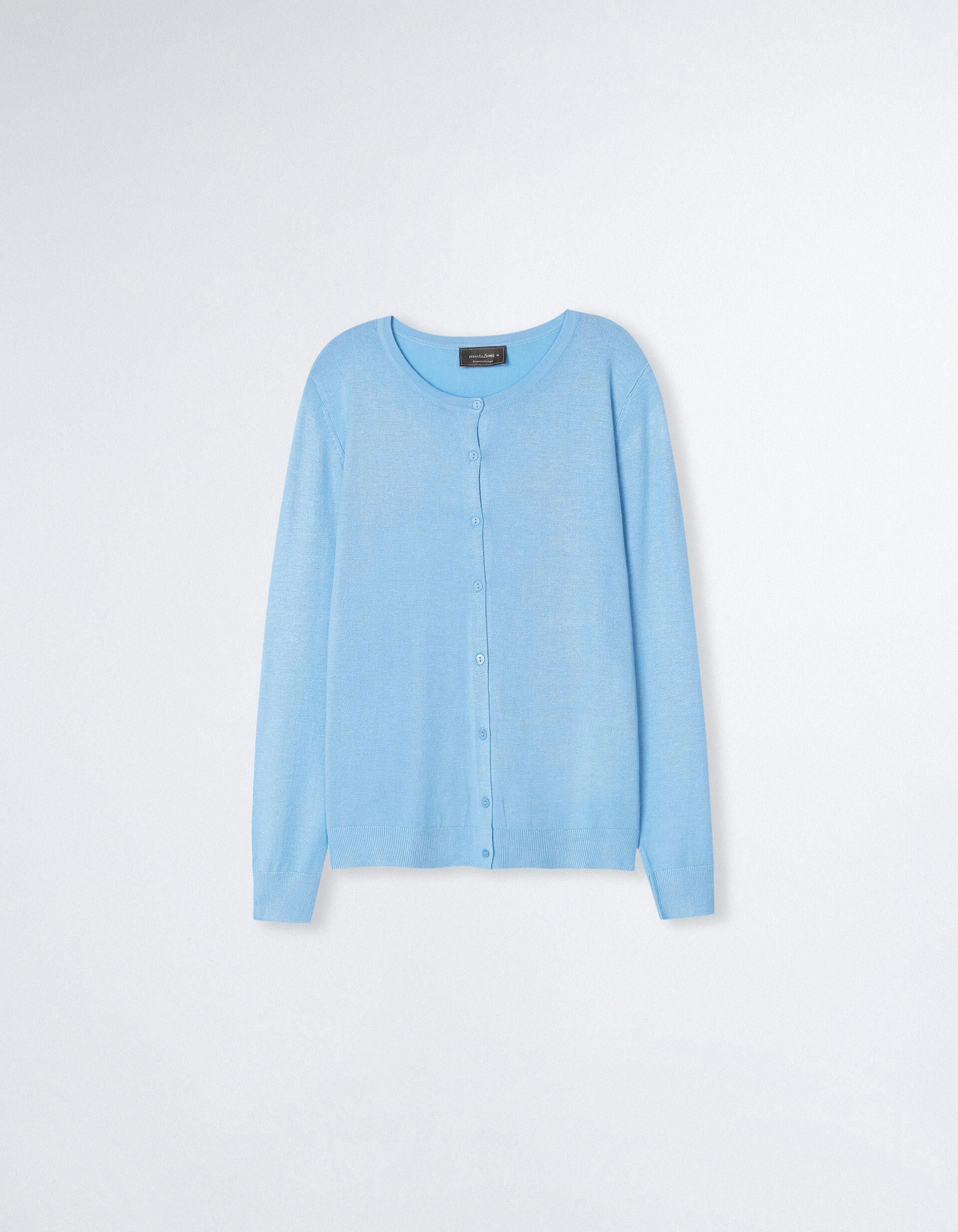 Comprar Online Casaco de Malha Decote Redondo, Mulher, Azul Claro