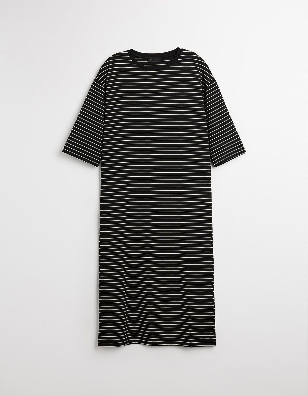 Vestido T-shirt Riscas, Mulher, Preto