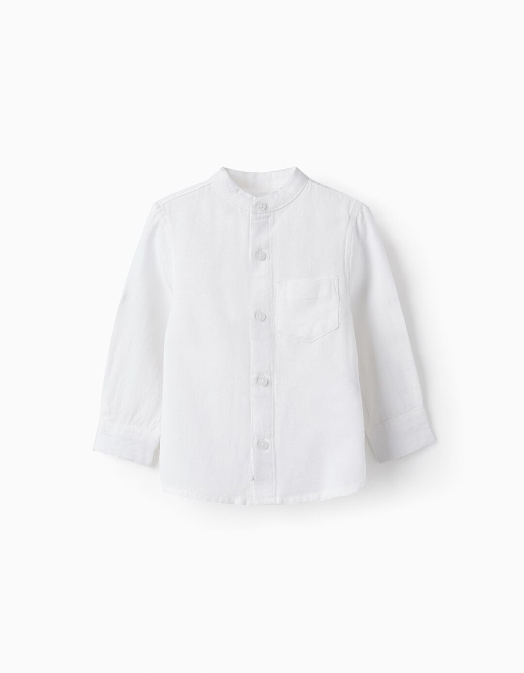 Camisa de Manga Comprida de Linho para Menino, Branco
