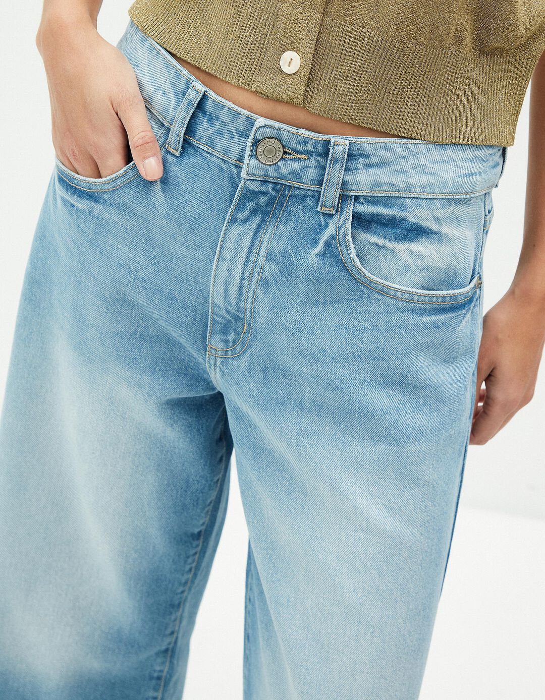 Calças de Ganga Culotte, Mulher, Azul
