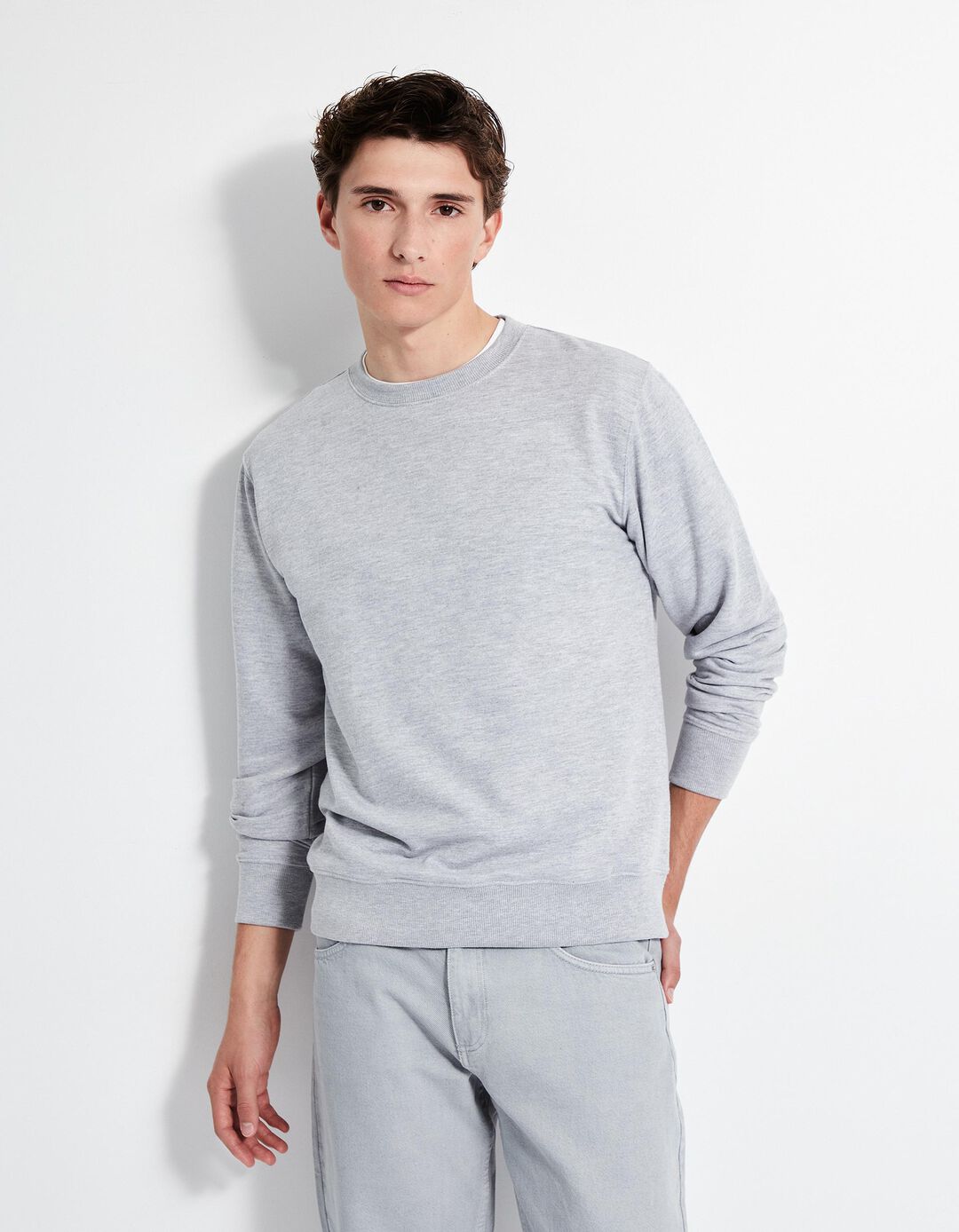Sweatshirt de Felpa, Homem, Cinzento Claro