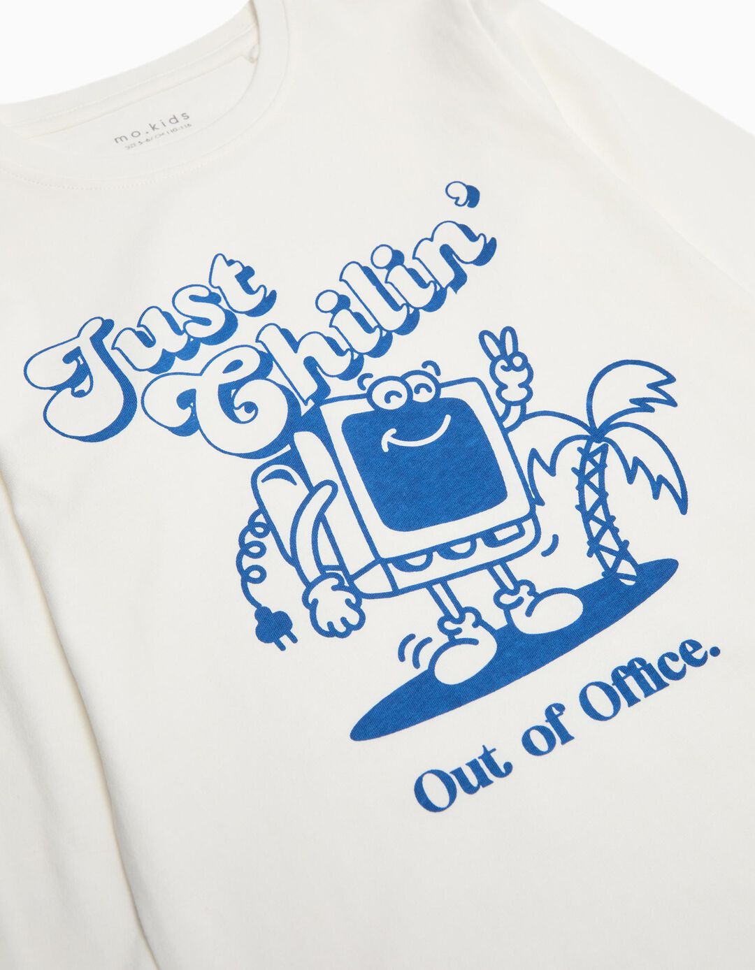T-shirt de Manga Comprida Estampado, Menino, Branco