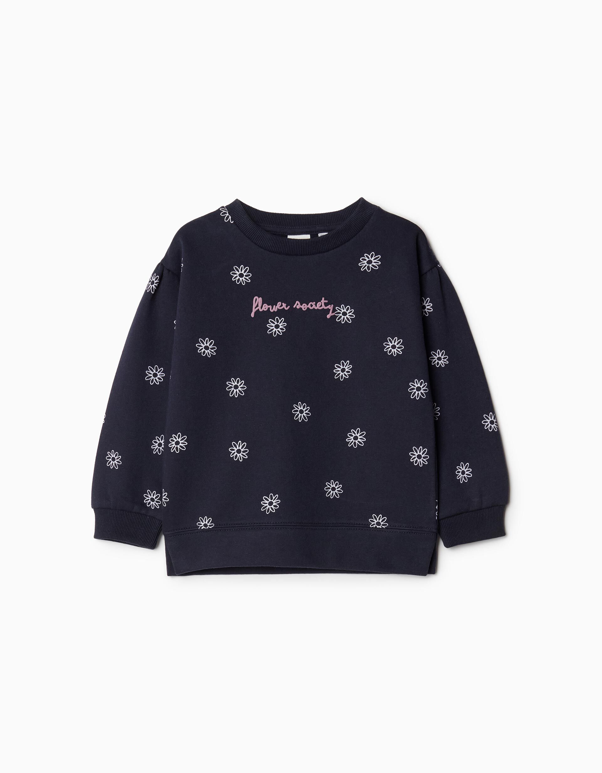 Comprar Online Sweatshirt de Felpa Estampada, Menina, Azul Escuro