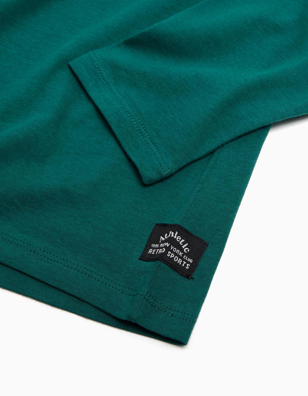 T-shirt de Manga Comprida Estampado, Menino, Verde Escuro