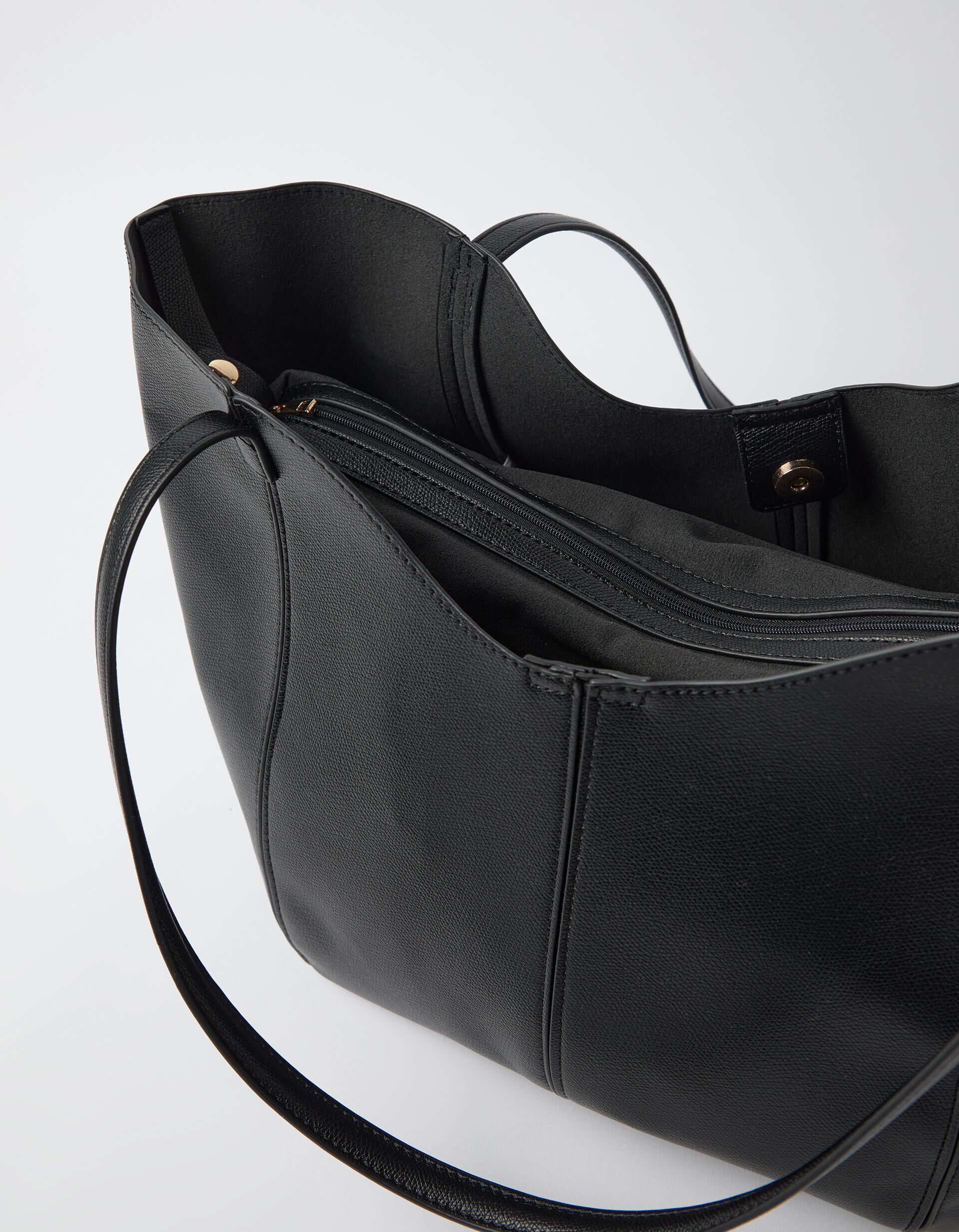 Mala Shopper Com Pendente, Mulher, Preto