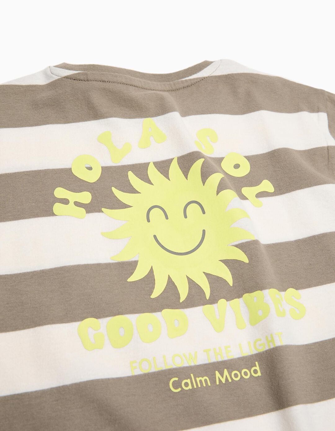 T-shirt de Manga Comprida Riscas, Menino, Verde Escuro