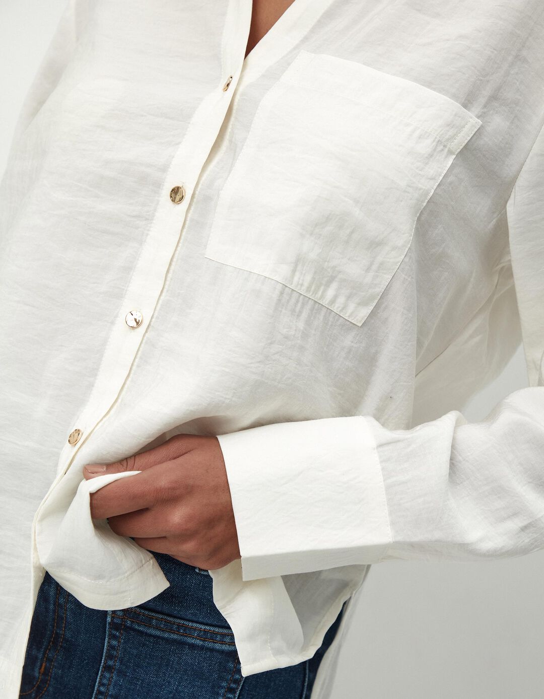 Blusa de Manga Comprida, Mulher, Bege Claro