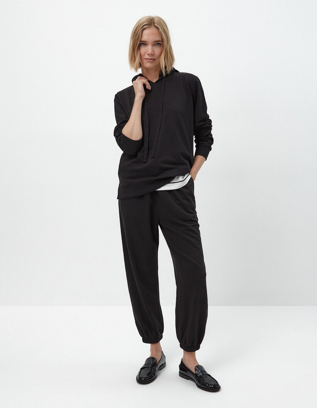 Sweatshirt de Felpa Capuz, Mulher, Preto