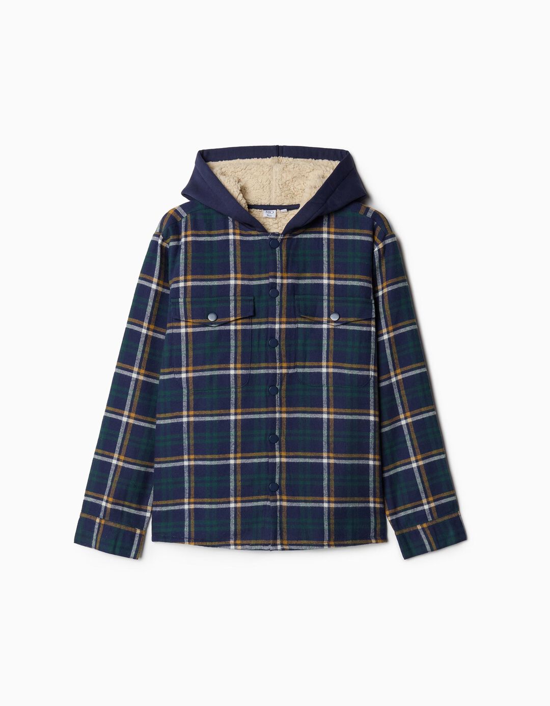Sobrecamisa Capuz Xadrez, Menino, Azul Escuro