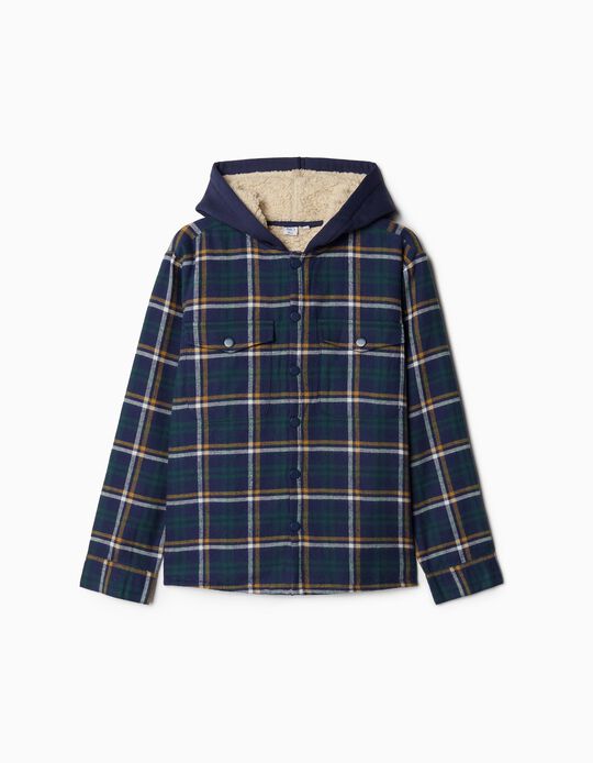 Comprar Online Sobrecamisa Capuz Xadrez, Menino, Azul Escuro