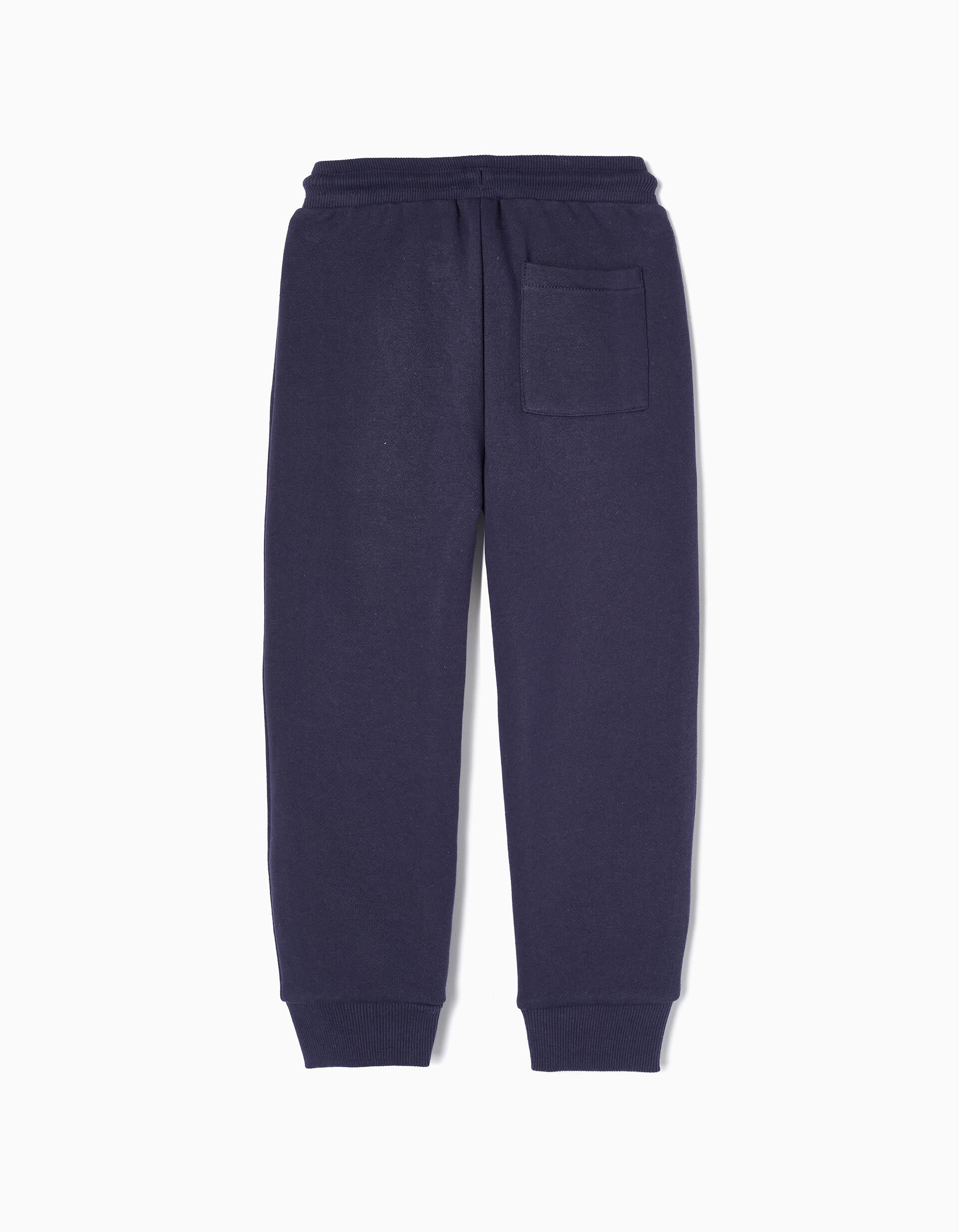 Comprar Online Cal&ccedil;as de Treino em Algod&atilde;o para Menino, Azul Escuro/Amarelo