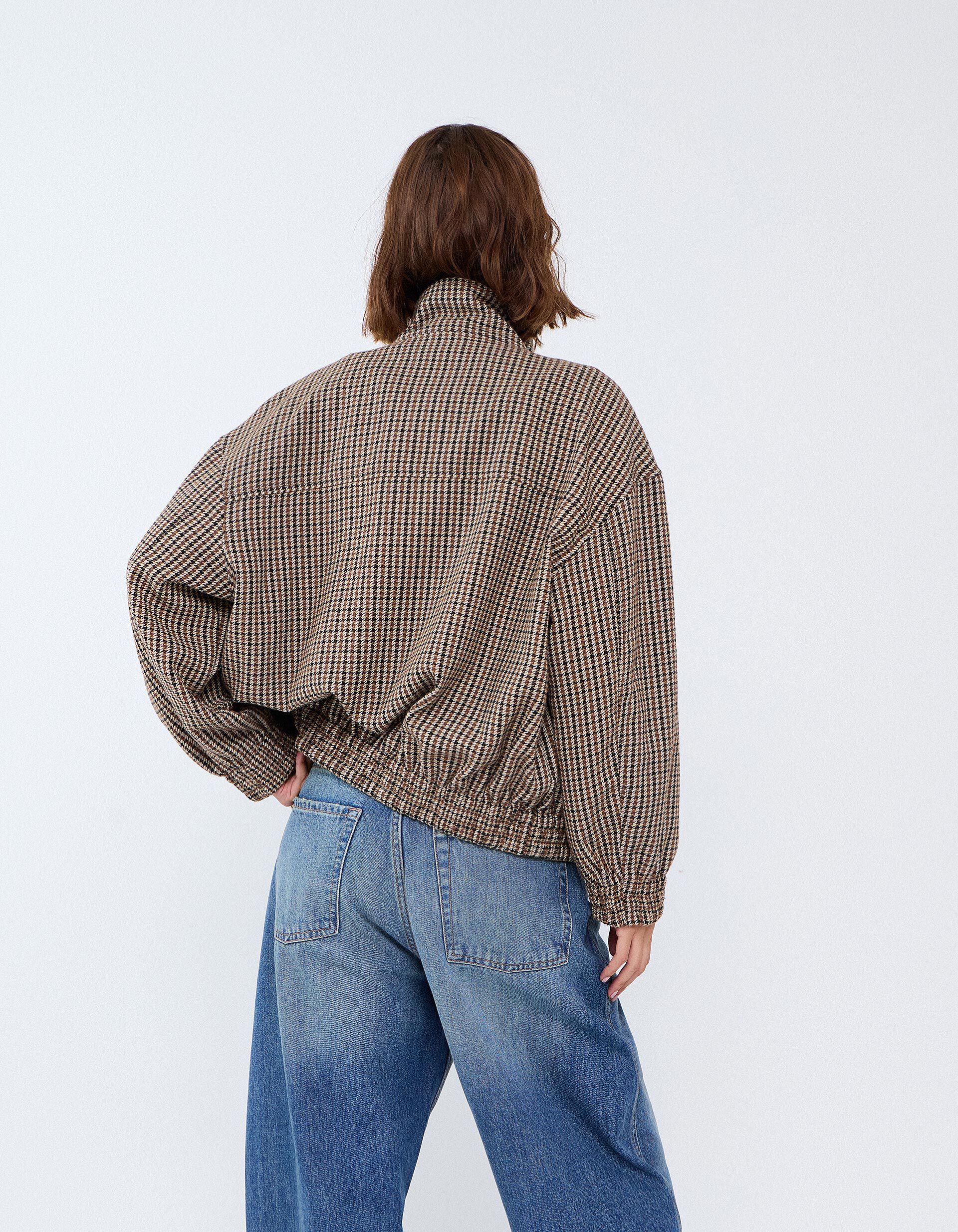 Comprar Online Casaco Bomber Aos Quadrados, Mulher, Bege