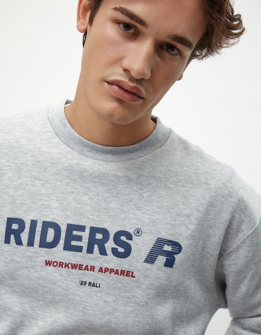 Sweatshirt Felpa Estampado, Homem, Cinzento Claro