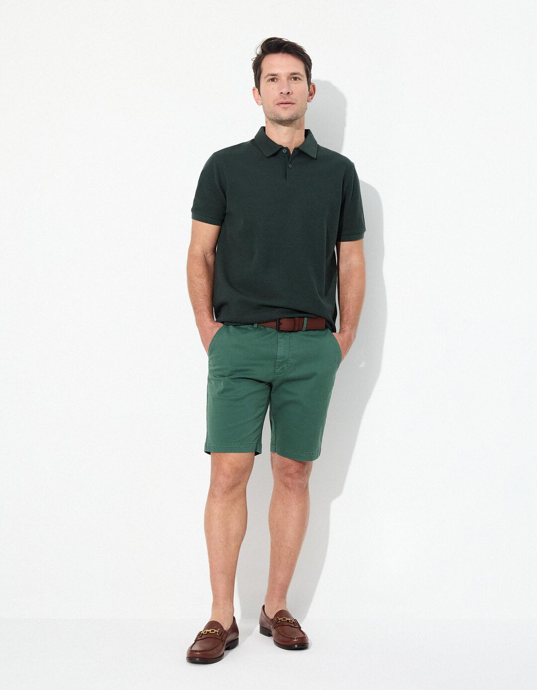 Cal&ccedil;&otilde;es 'Slim fit', Homem, Verde Escuro