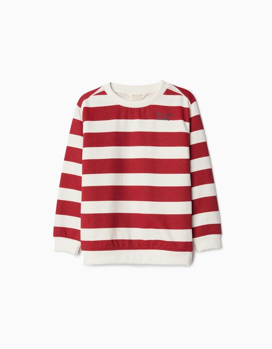 Comprar Online Sweatshirt Fleece Riscas, Menino, Vermelho Escuro